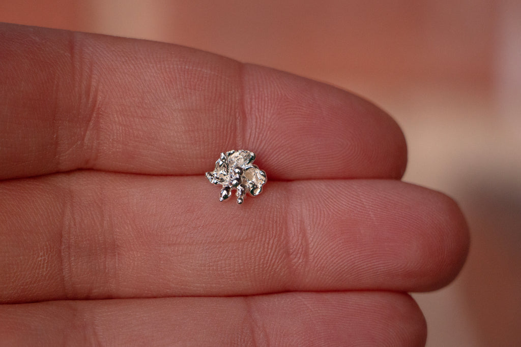 RUFFLED ORCHID STUD EARRING